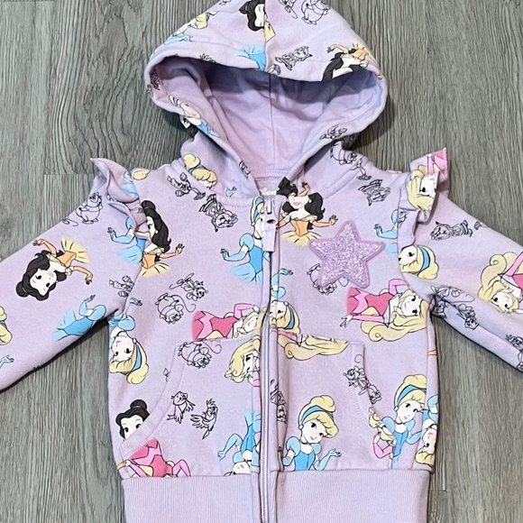 Little Girl's Disney Princess & Solid Blue Full Zip Hooded Sweat Jackets Size 4T - Picture 5 of 13